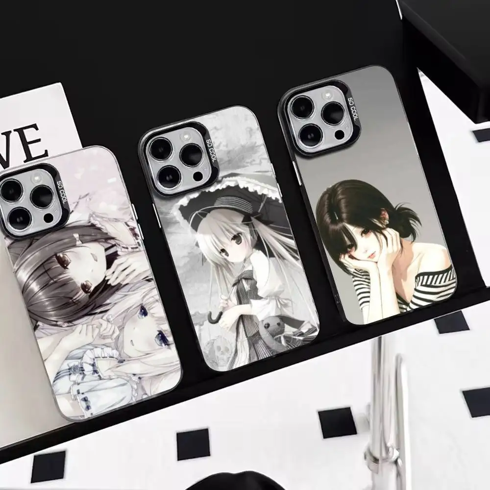 Original Japanese Girl OC  Phone Case For iPhone18 17,16,15,14,13,12,11 Plus,Pro Max,XS,Colorful Silver Phone case Funda Cover