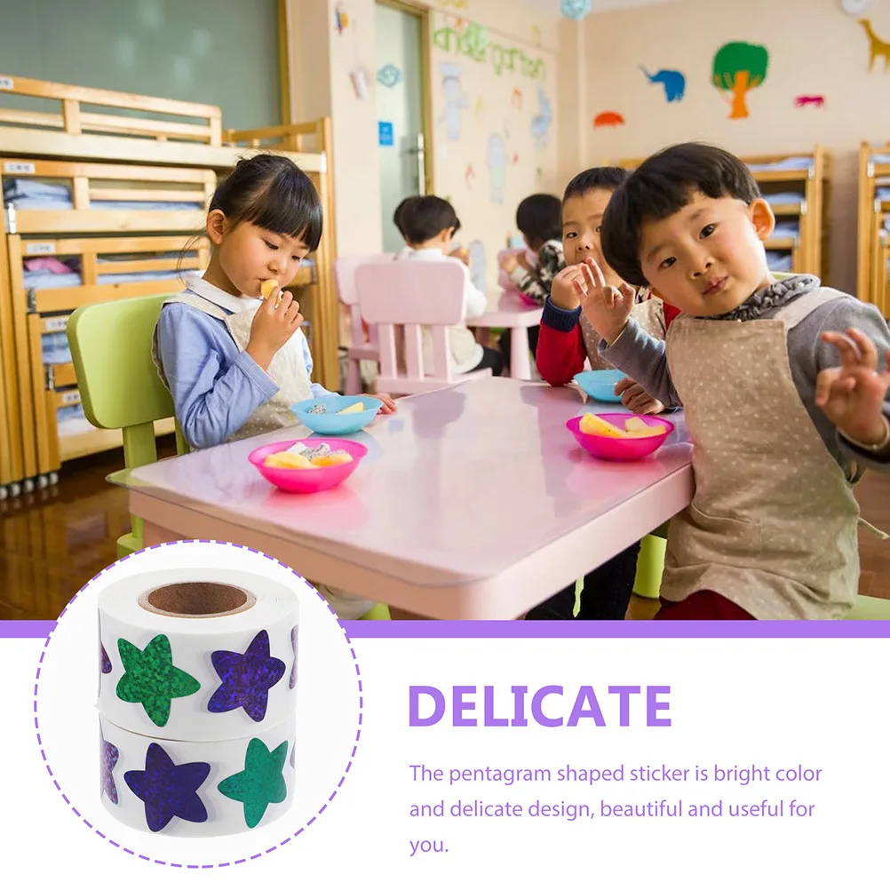 

3pcs 3 Rolls Pentagram Shaped Star Stickers Bright Color Delicate Design Reward For Kids Adults Teachers Students Motivational