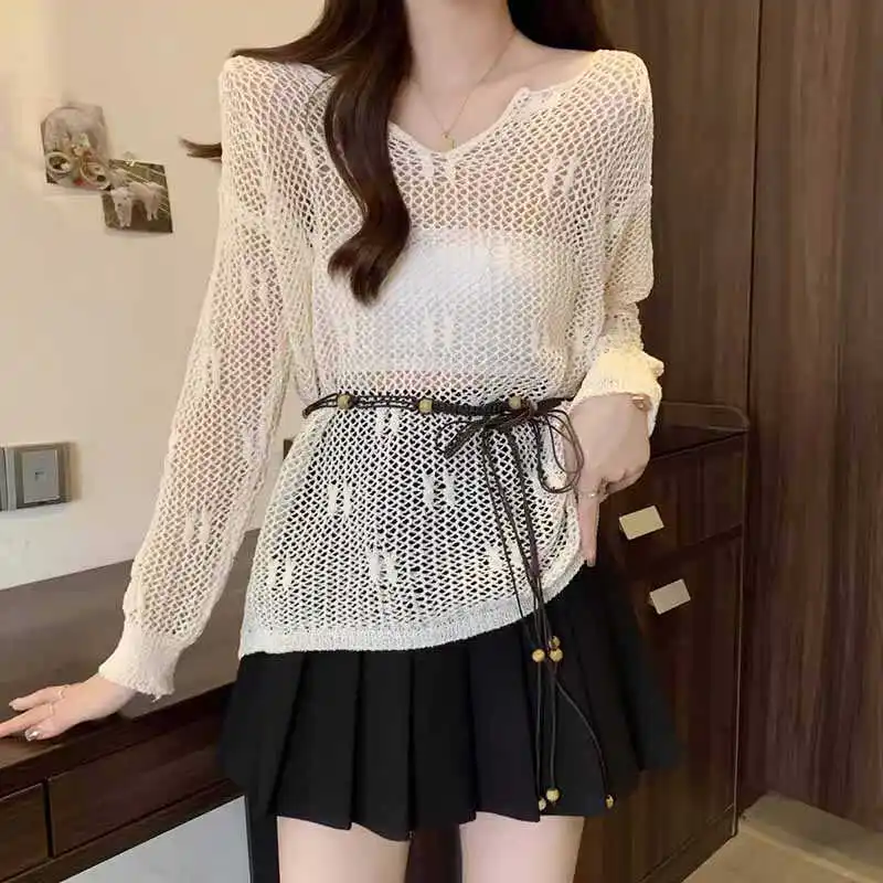 

Vaion Beach Sle Knitted Me Svel Top V-Ne Hollow out n Air Conditioner Outerwear Summer Lightweight Wome...