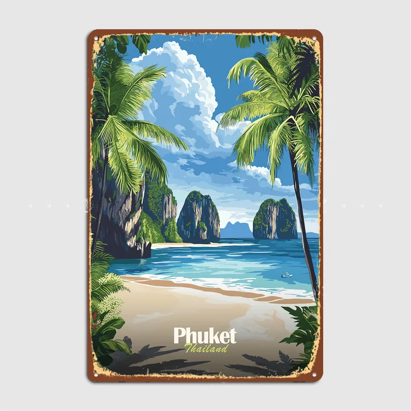 Phuket Thailand Beach Travel Poster Metal Sign Life Wall Custom Bedroom Indoor Home Wall Decor Posters Room Decoration