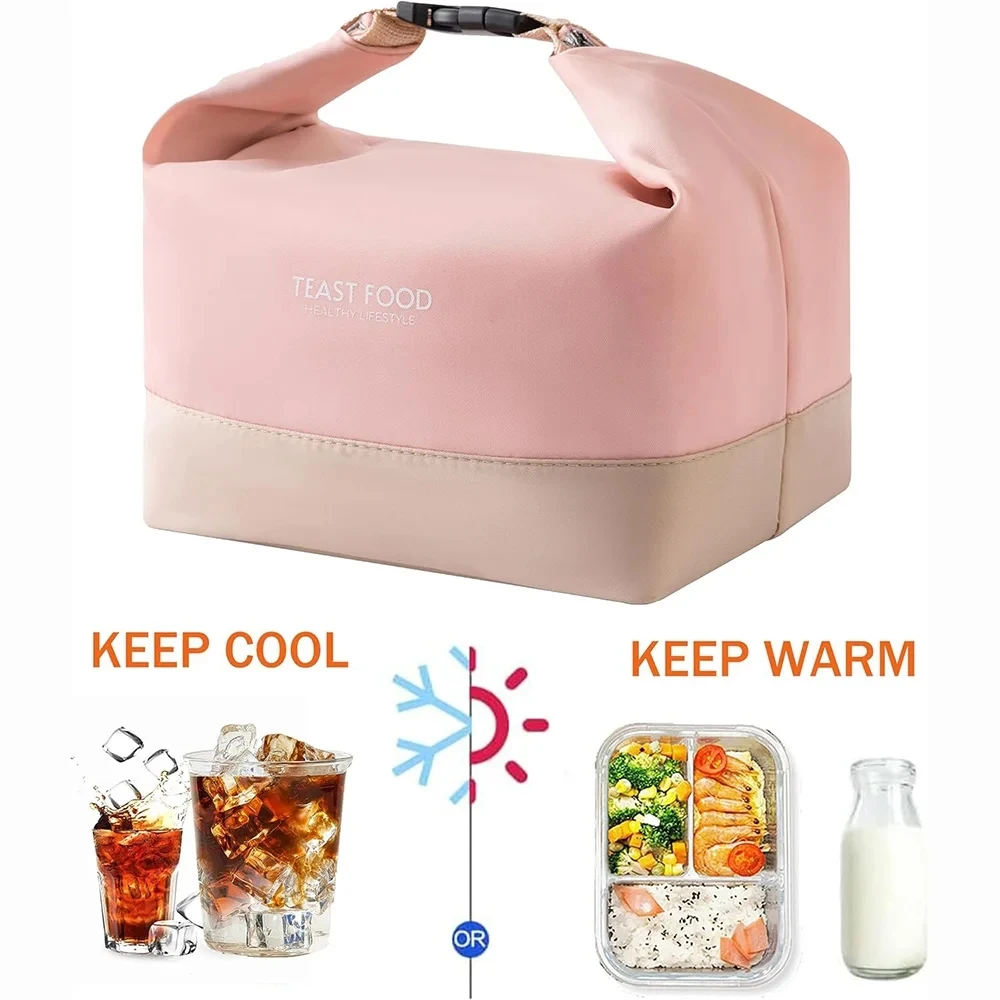 Isolierte Lunch-Tasche mit Schnalle, Langlebige Tragbare Lunchbox, Kühltasche, Thermische Bento-Tasche, Lebensmittelträger, Schultertasche – Detail 3