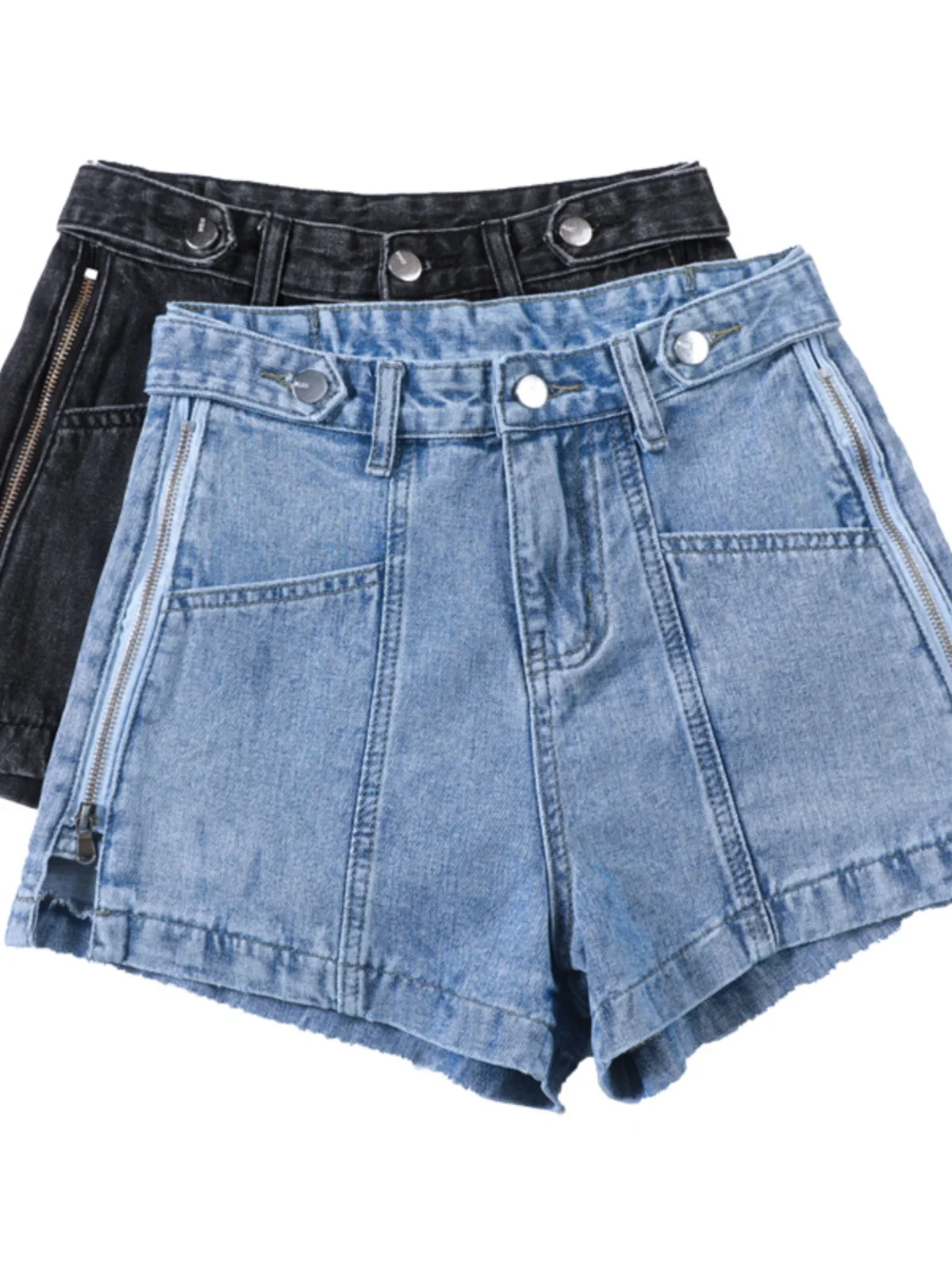 

High Waist Bla Denim orts Women's Summer Korean Sle Loose Slim A-Line Wide Leg Trendy Hot Ins orts Ultra ort Pants