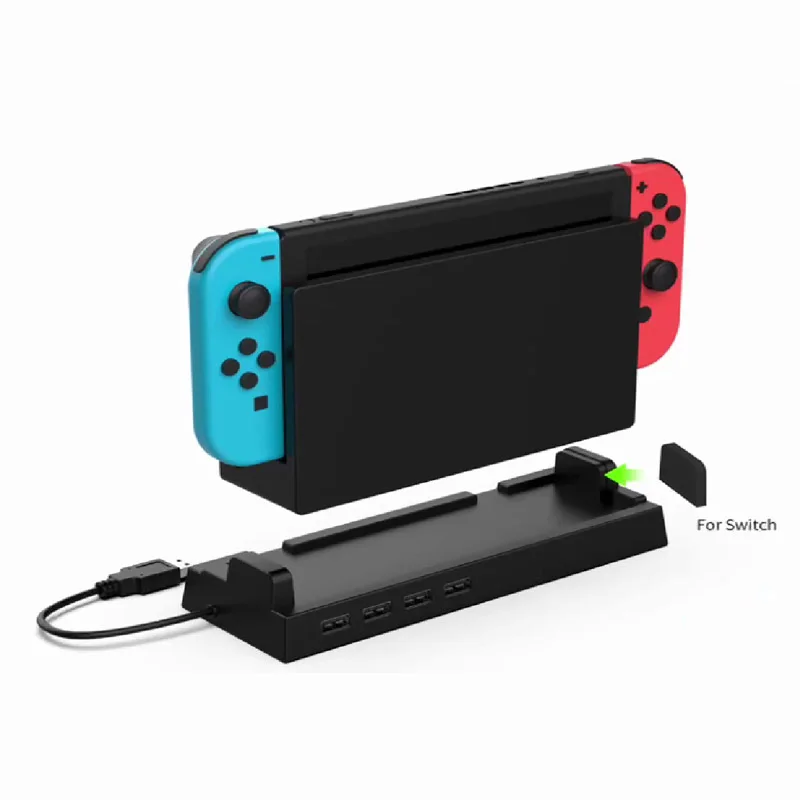 NS Switch OLED Dock Holder 4 USB Port Hub External Splitter Expansion Adapter Compatible Nintendo Switch Game Accessories Stand