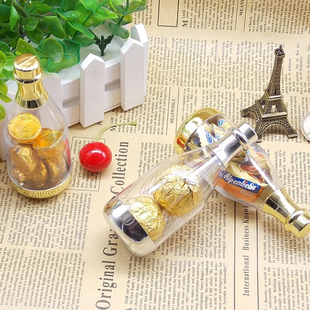 10PCS Mini Simulation Champagne Bottle Wedding Candy Boxes Baby Shower Birthday Party Candy Gift Boxes