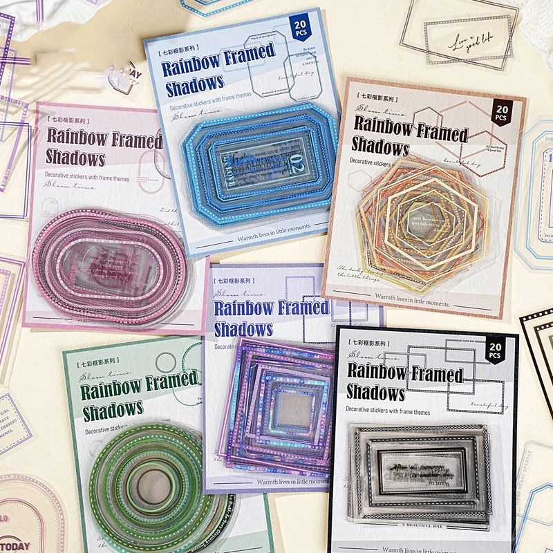 Rainbow Frame Series Vintage Border Landscape PET Sticker Creative DIY Journal Material Collage Scrapbooking Stationery