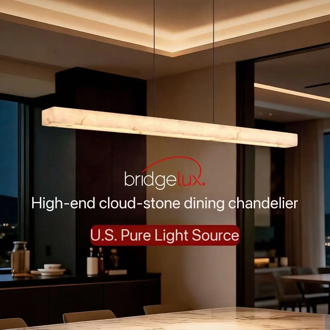 Italian Minimalist Restaurant Chandelier 2026 Light Luxury Cloud Stone Pattern High-End Dining Table Tea Room Island Table One-C