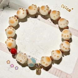 b31 Natural Rare Colored Bodhi Root Claw Bracelet Cute Soft and Cute Natural Handcarved Men Women's Bangle Factory Direct Sales
