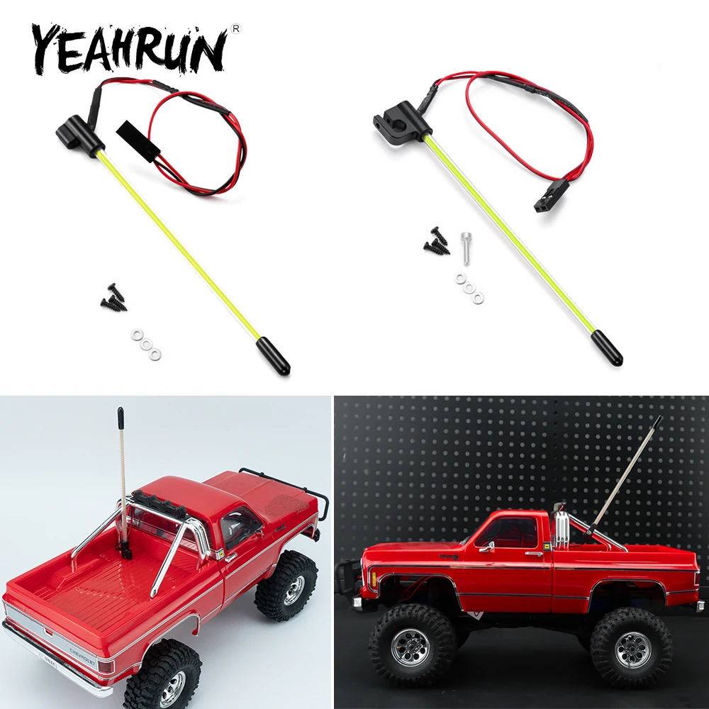 YEAHRUN Simulation Glowing Flagpole LED Light for 1/18 1/24 RC Crawler Car Upgrade Parts Decoration Accessories