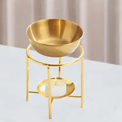 Essential Oil Burner Tealight Candle Holder Stainless Steel,Gold Decorative Waxes Melt Burner Aroma Oil Warmer for Yoga SPA