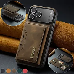 Luxury Magnetic Leather Wallet Case for iPhone 17 Pro Max 11 12 13 14 15 16 iPhone17 Magnet Kickstand Money Card Holder Cover