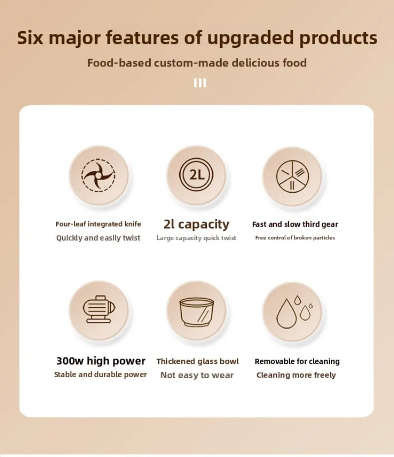 مفرمة اللحم، خلاط منزلي صغير متعدد الوظائف، آلة طعام تكميلي، تعبئة اللحوم، معجون الثوم، الطبخ