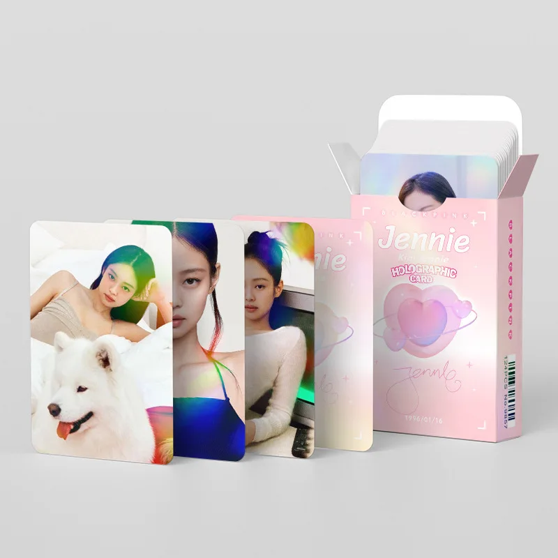 New  124pcs JENNIE Laser Holographic Flashcards K-pop Multi-Fandom Limited Edition