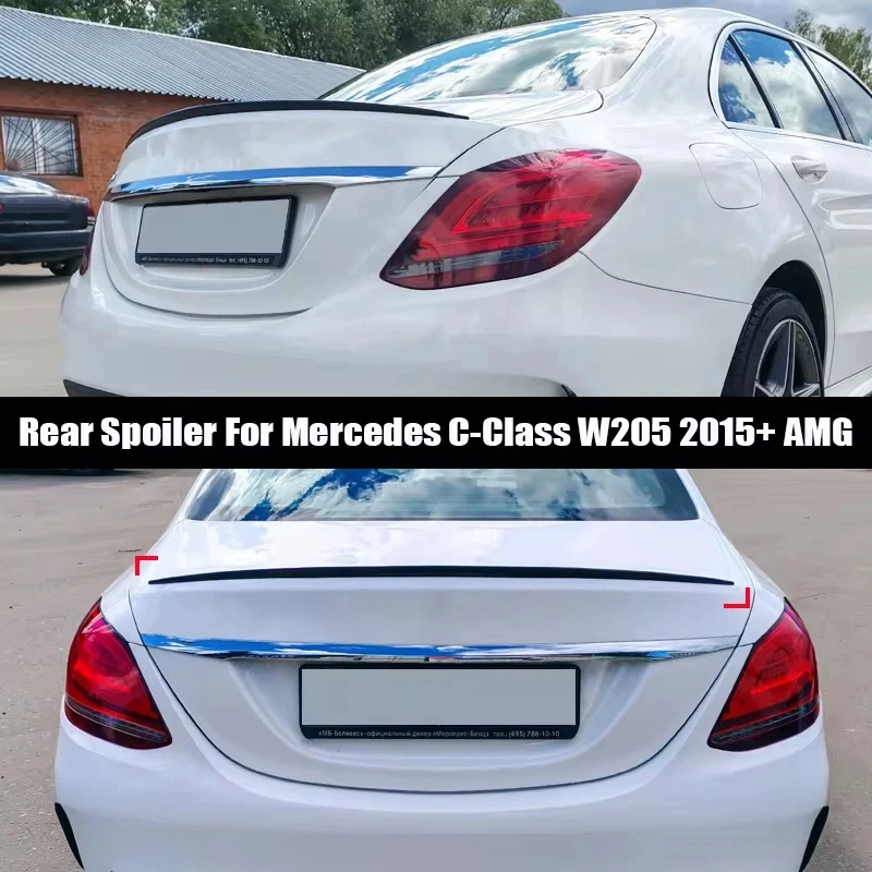 For Mercedes Benz C-Class W205 2015+ C63 C43 C180 C200 C250 C300 Car Rear Trunk Lip Spoiler Wing Soft Plastic Accessories