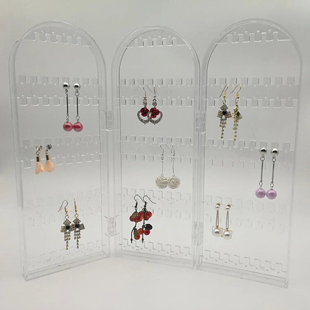 

Earring Rack Stand Transparent Folding Plastic Jewelry Organizer Holder Display Storage For Ear Rings Watches
