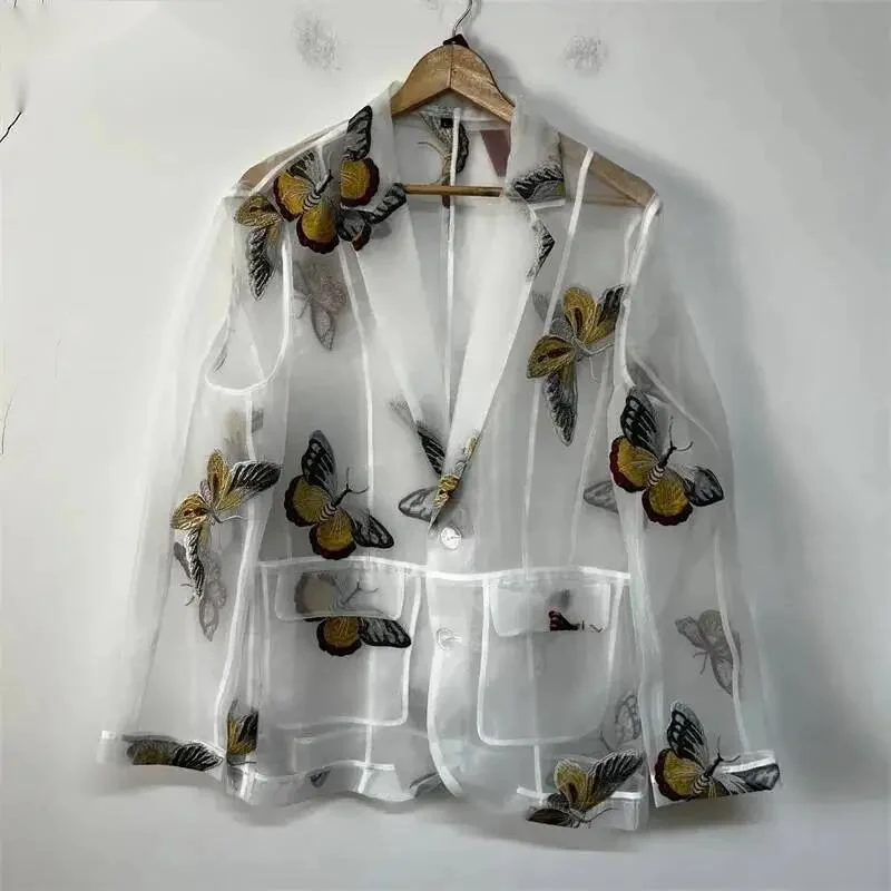 Embroidery Organza - Personality Embroidery Organza Vest Mens Sleeveless