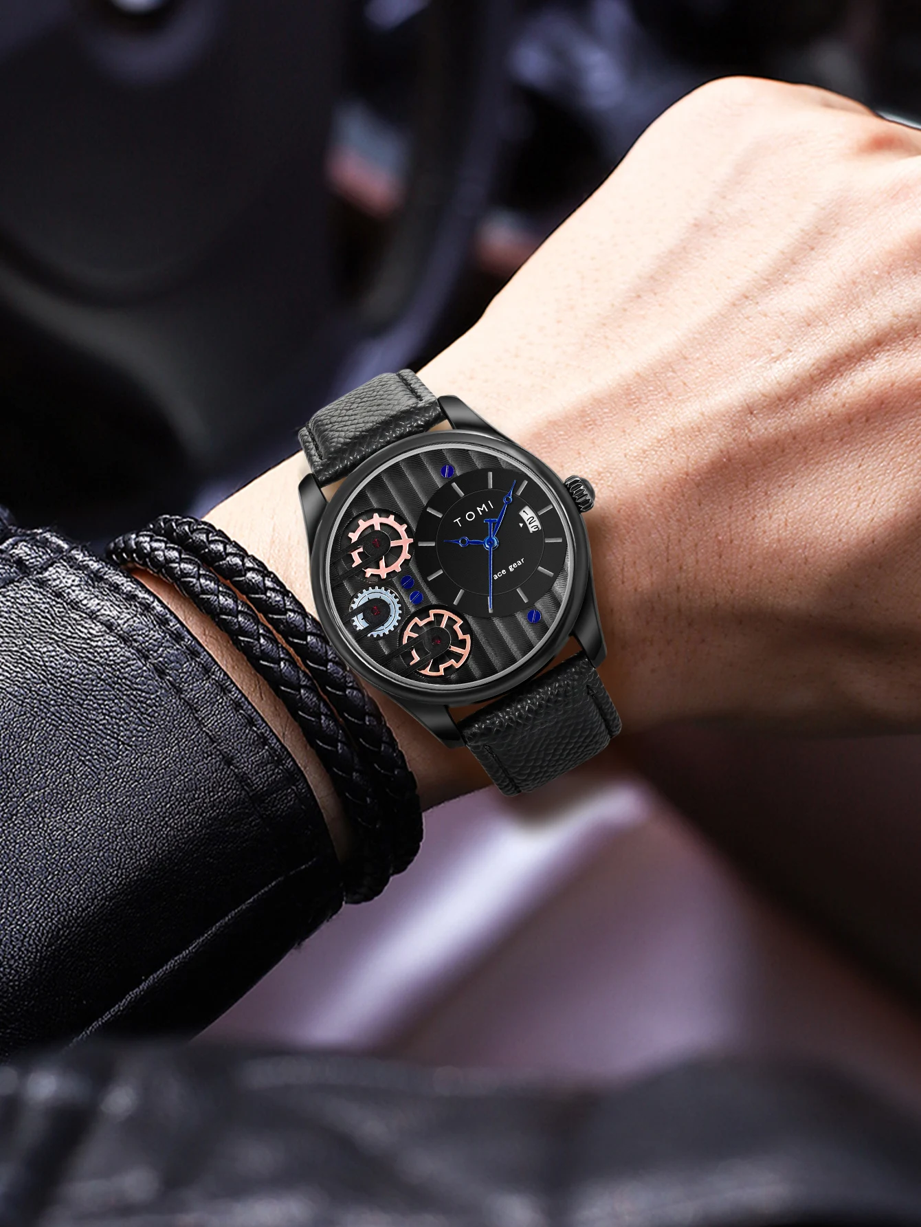 Tomi Herren Geschenk box Kombination Set Uhr Luxus und einfache Business abnehmbare Armband Quarzuhr Herren uhr Festival Geschenk – Detail 14