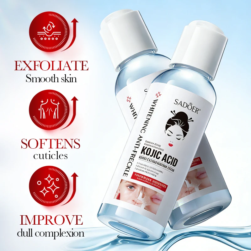 SADOER Kojic Acid Whitening Face Lotion Anti-Freckle Moisturizing Exfoliating Anti-Aging Facial Face Serum Essence Skin Care