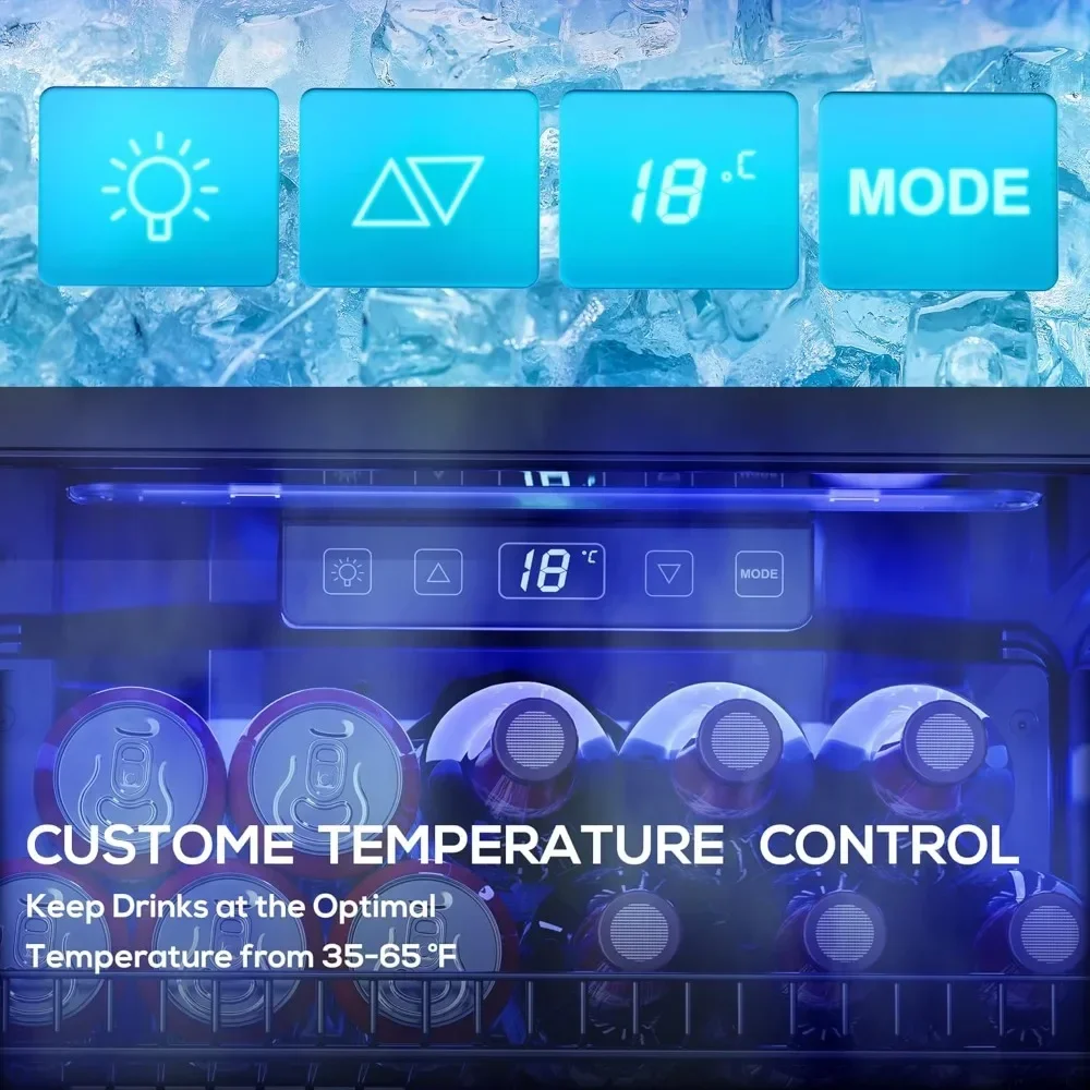 

Beverage Refrigerator Cooler-120 Cans Freestanding Mini Fridge Cooler with Glass Door, Adjustable Shelves & Digital Temperature