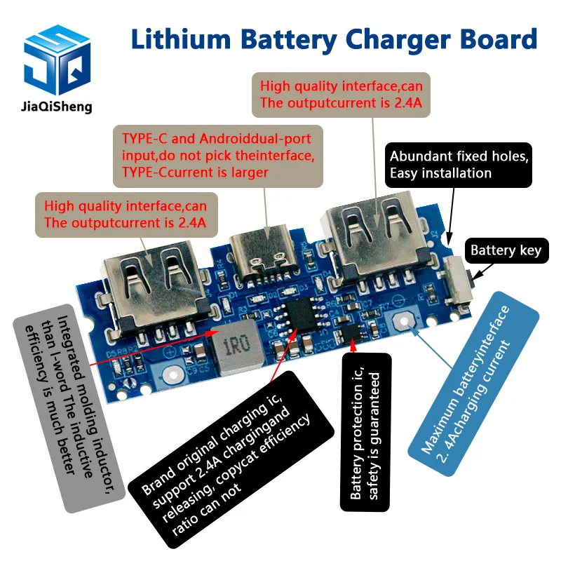 Micro/Type-C USB 5V 2.4A Dual USB 18650 Boost Battery Charger Board Mobile Power Bank Accessories For Phone DIY