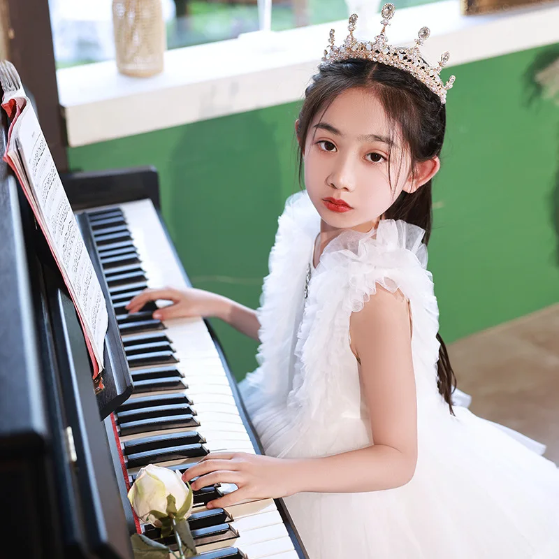 Girl Princess Dress Layered Puffy Dress For Girls Birthday Party Dresses Formal Baptismal Clothing Child First Communion Costume