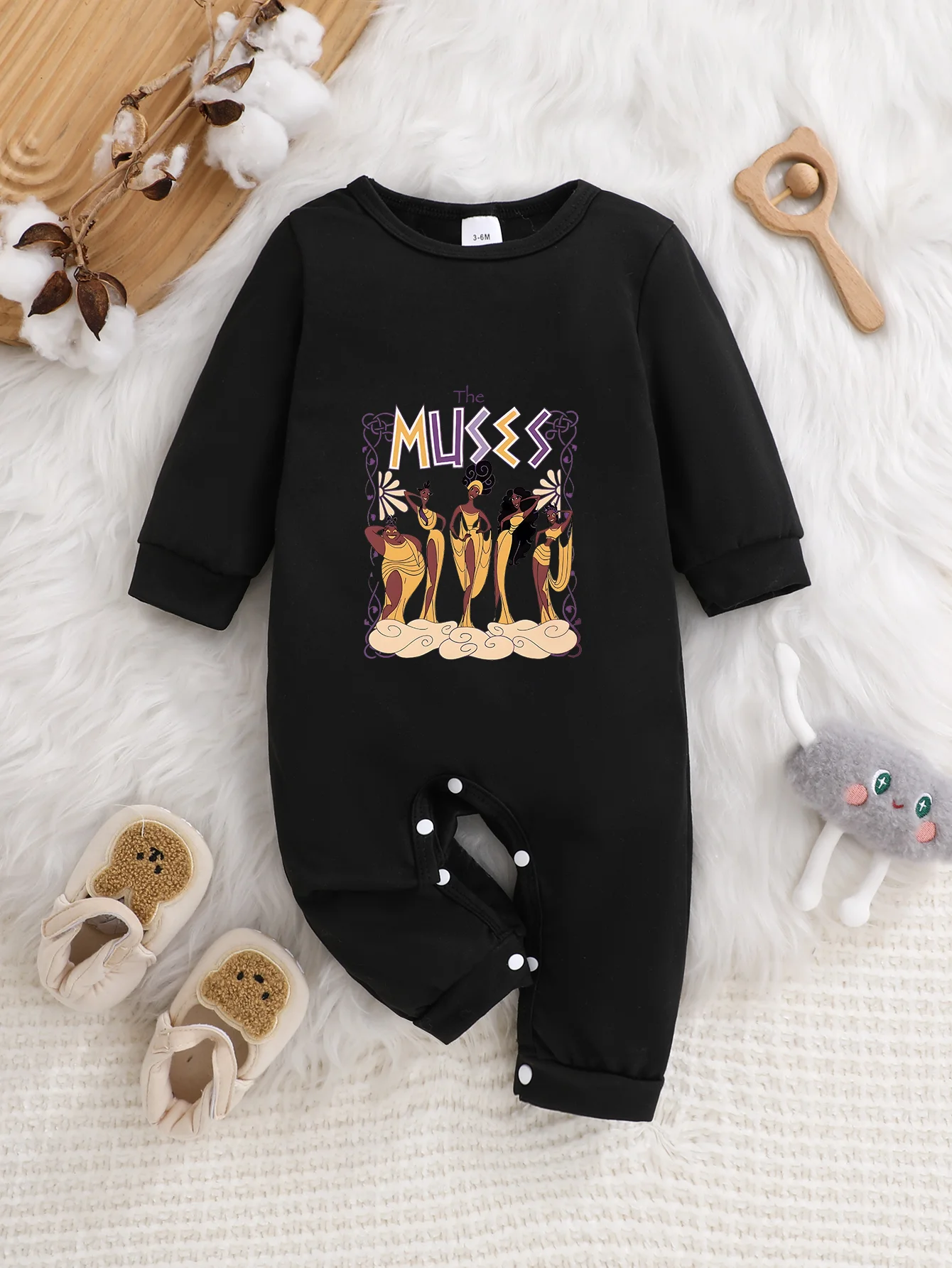 

【Официально лицензированная продукция】 Детский комбинезон с длинными рукавами Disney The Muses: стилизованный принт группы The Muses, мягкая и удобная ткань