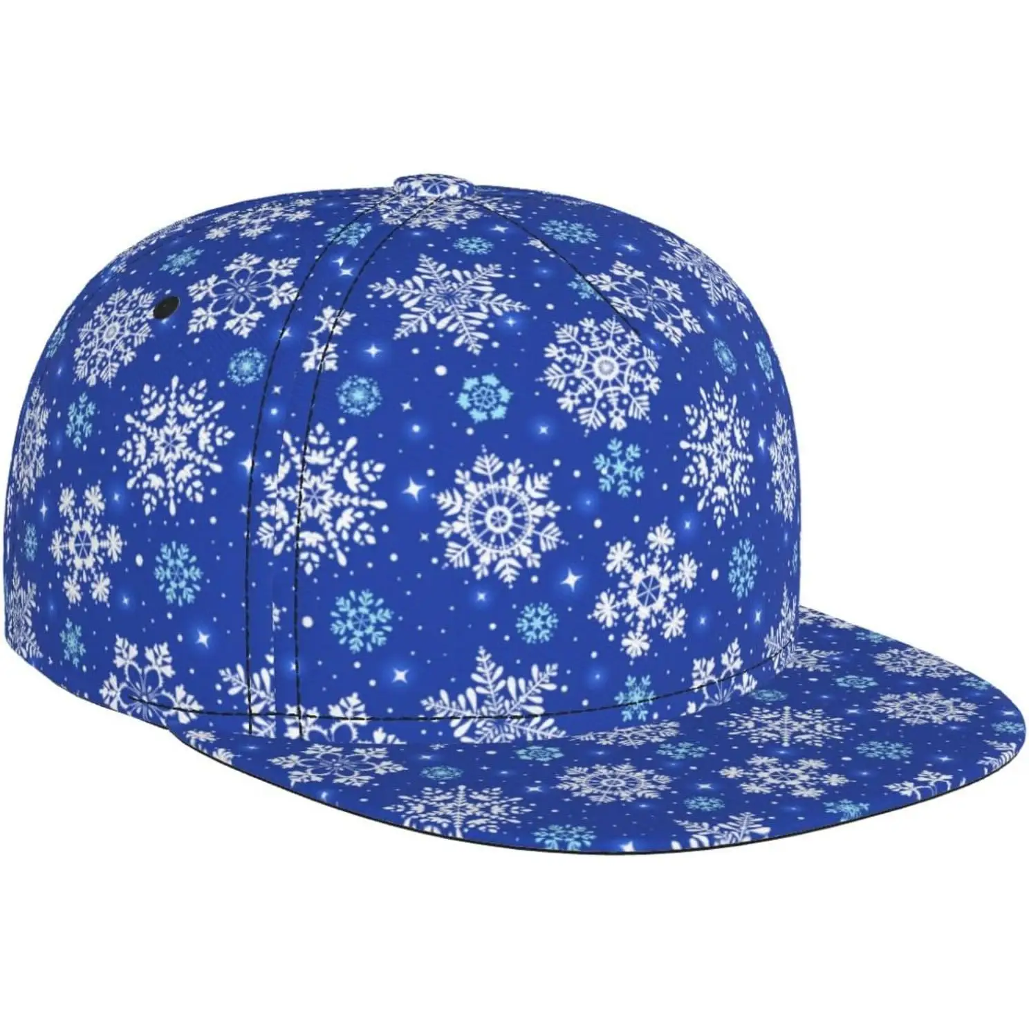 Blue Snowflakes Flower Print Baseball Cap for Men Women Adjustable Trucker Hat Snapback Unisex for Summer Sport Travel Beach