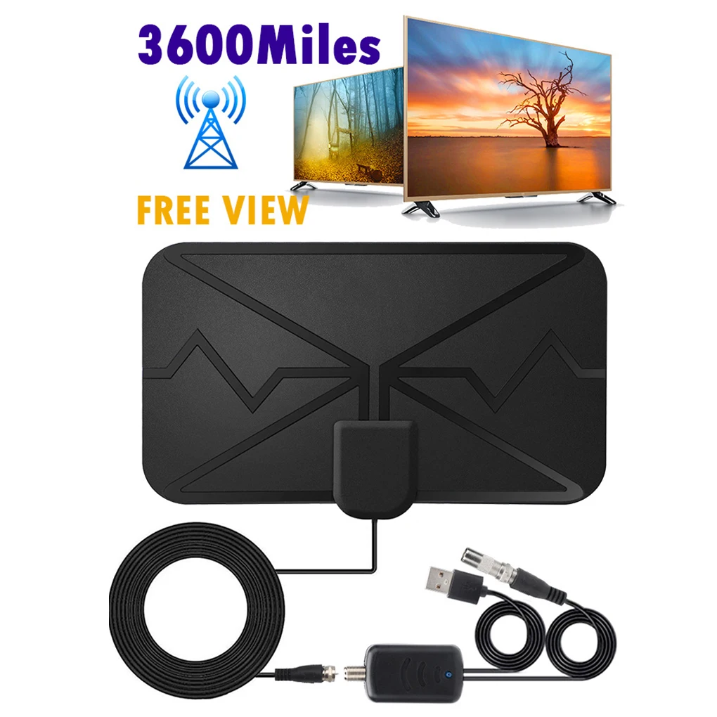 Antena de televisión Digital para interiores, amplificador receptor de señal de 1080P, 3600 millas, amplificador aéreo para el hogar, sala de estar y oficina