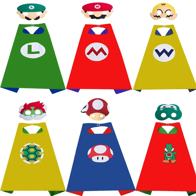 Decoração de Festa de Halloween Mario Bros, Acessórios de Maquiagem para Crianças, Conjunto de Brinquedos Mario, Máscara, Capa, Fantasia de Cosplay, Brinquedos de Aniversário