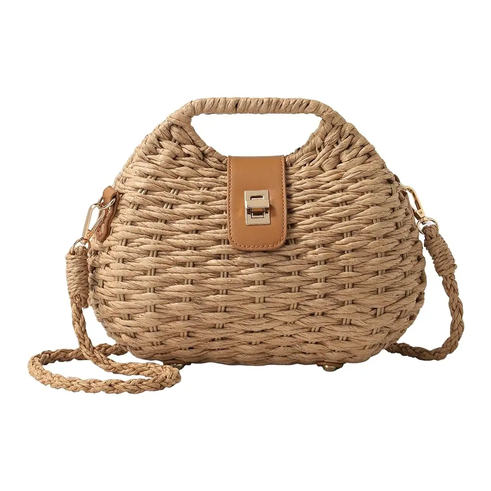 

Straw Crossbody Bag for Women, Summer Beach Boho Handwoven Purse with Adjustable Strap, Lightweight Shoulder Bag | Handwoven