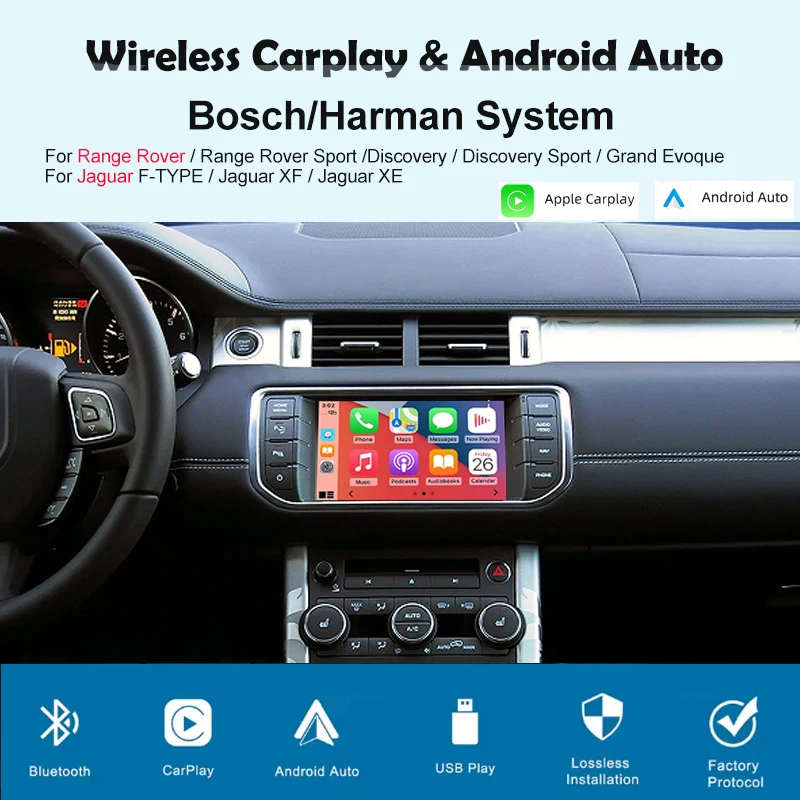 

Wireless Carplay android auto module For Land Rover/Jaguar/Range Rover/Evoque/Discovery Harman Bosch system mirror camera