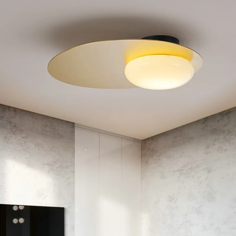 

American corridor doorway golden egg glass ceiling lamp with simple modern wall lamp bedroom living room LED lamp