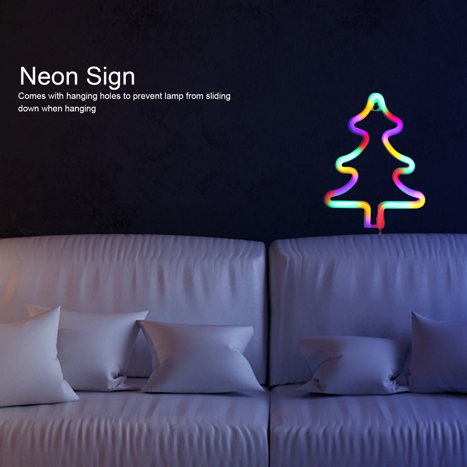 LED Neon Light Colorful Christmas Tree Neon Sign Decoration For Home Bedroom Christmas Party