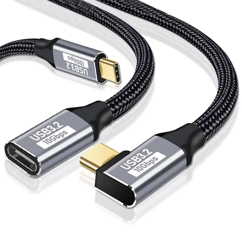 PD 100 W USB Type C Snellaadkabel Man-vrouw 90 Hoek 5A USB C 3.1 Gen2 Verlengsnoer 10 Gbps USB C Extender Datakabel - afbeelding 2
