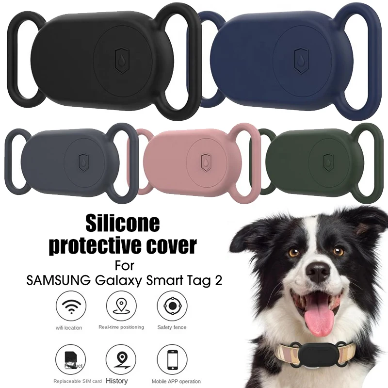 Silicone Case for Samsung Galaxy SmartTag2 Anti Lost Protector Shakeproof Soft Case for Smart Tag 2 Dog Cat Pets Collars Holder