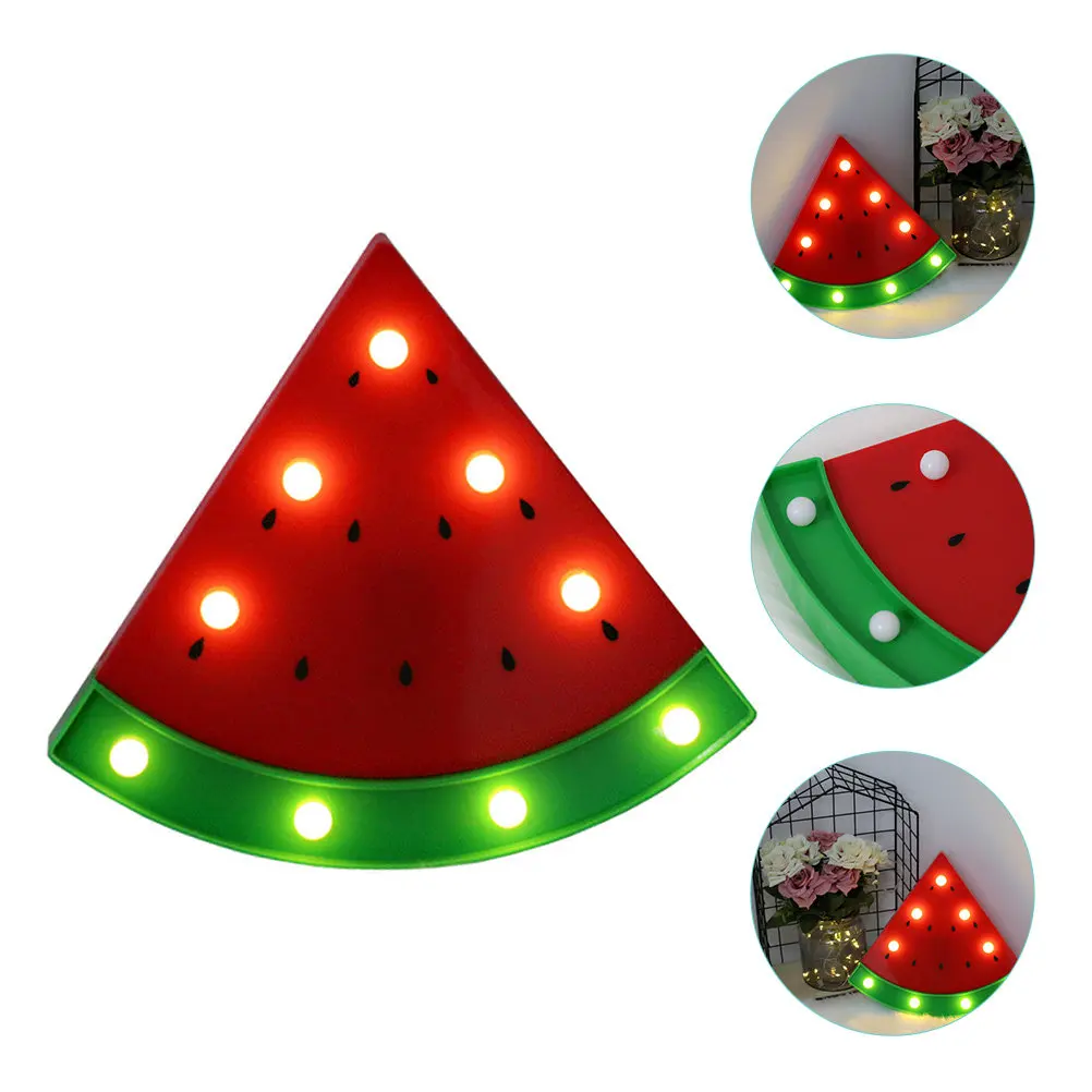 Watermelon-Shaped LED Night Light Desk Lamp, Battery-Operated, Warm Light for Bedroom, Home & Bar Decoration