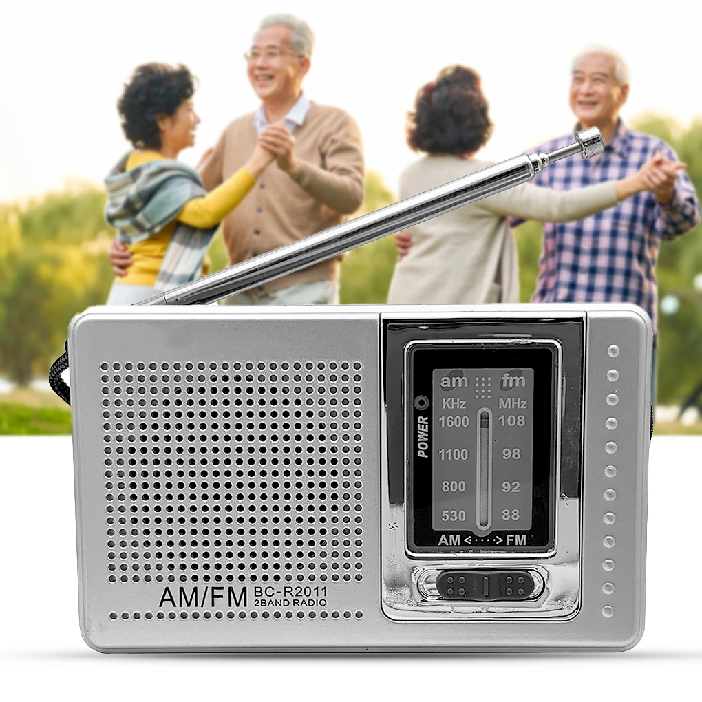 ضبط يدوي جهاز استقبال لاسلكي صغير ، التخييم في الهواء الطلق ، النطاق المزدوج ، محمول باليد ، مكبر صوت يعمل بالبطارية ، مشغل موسيقى