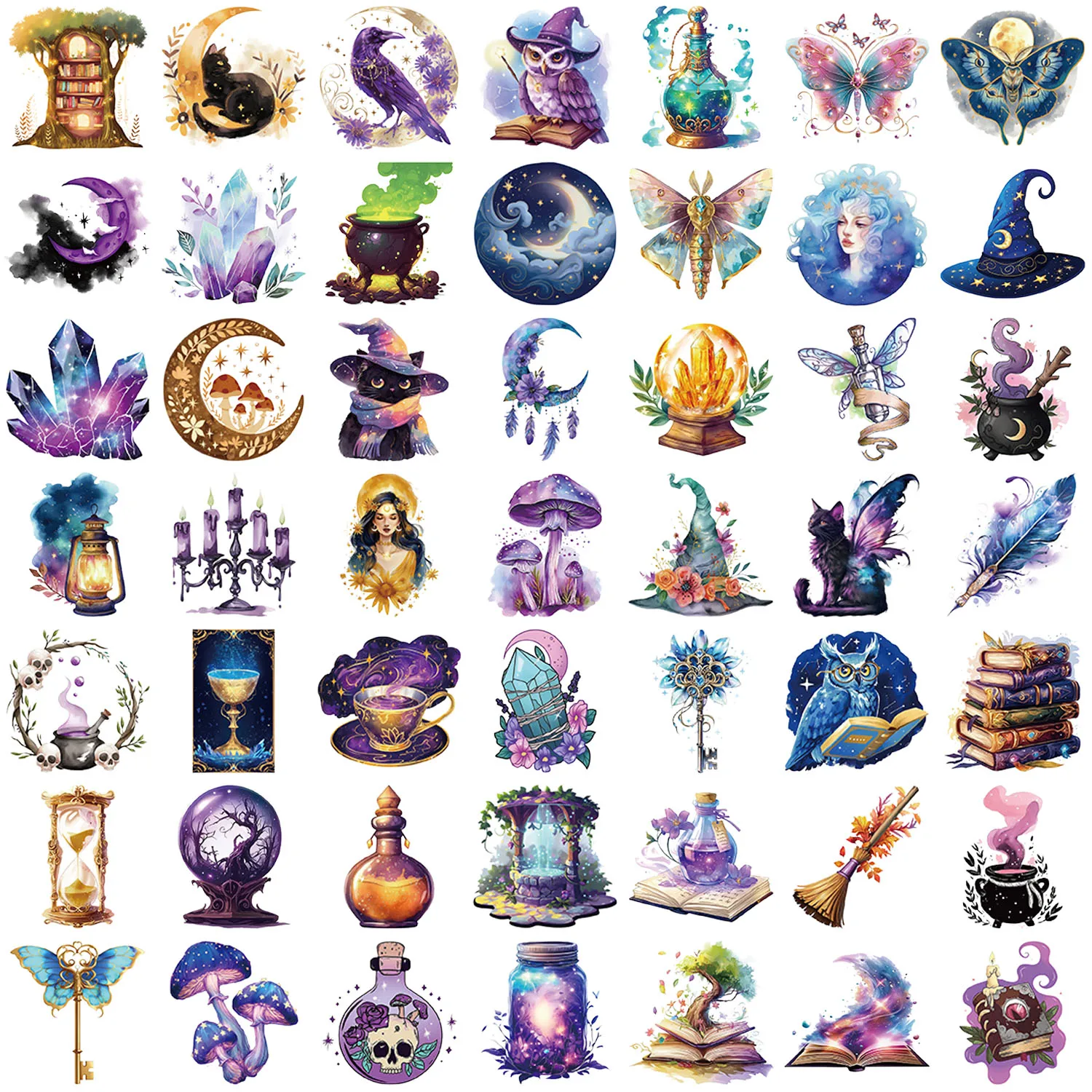 50PCS Fun Cartoon Magic Academy Graffiti Stickers Scrapbooking Collage Material Phone Cases Guitar Notebooks DIY Decorative