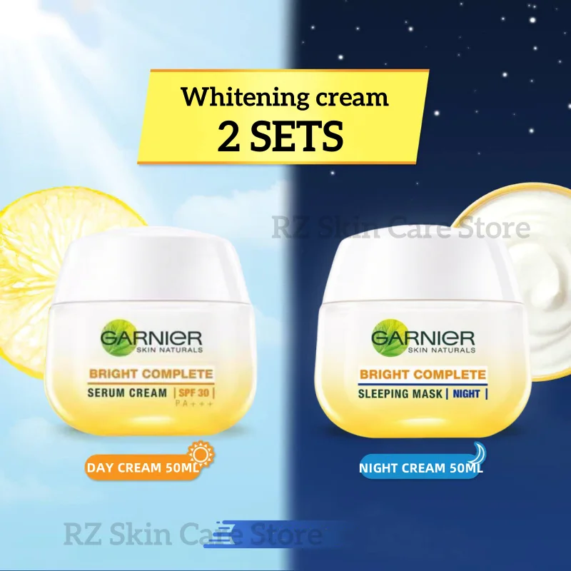 

Garnier Whitening Cream Sets Skin Care Bright Complete Sleeping Mask+Serum Cream Vitamina C Facial Anti Aging Face Lotion