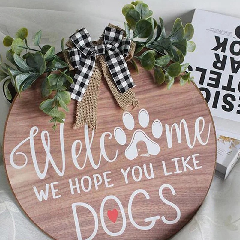 LUDA Welcome Bow Letter Of Front Door Sign On Wooden House Decoration Pendant Special Days Reminder Board Home Hanging Decor