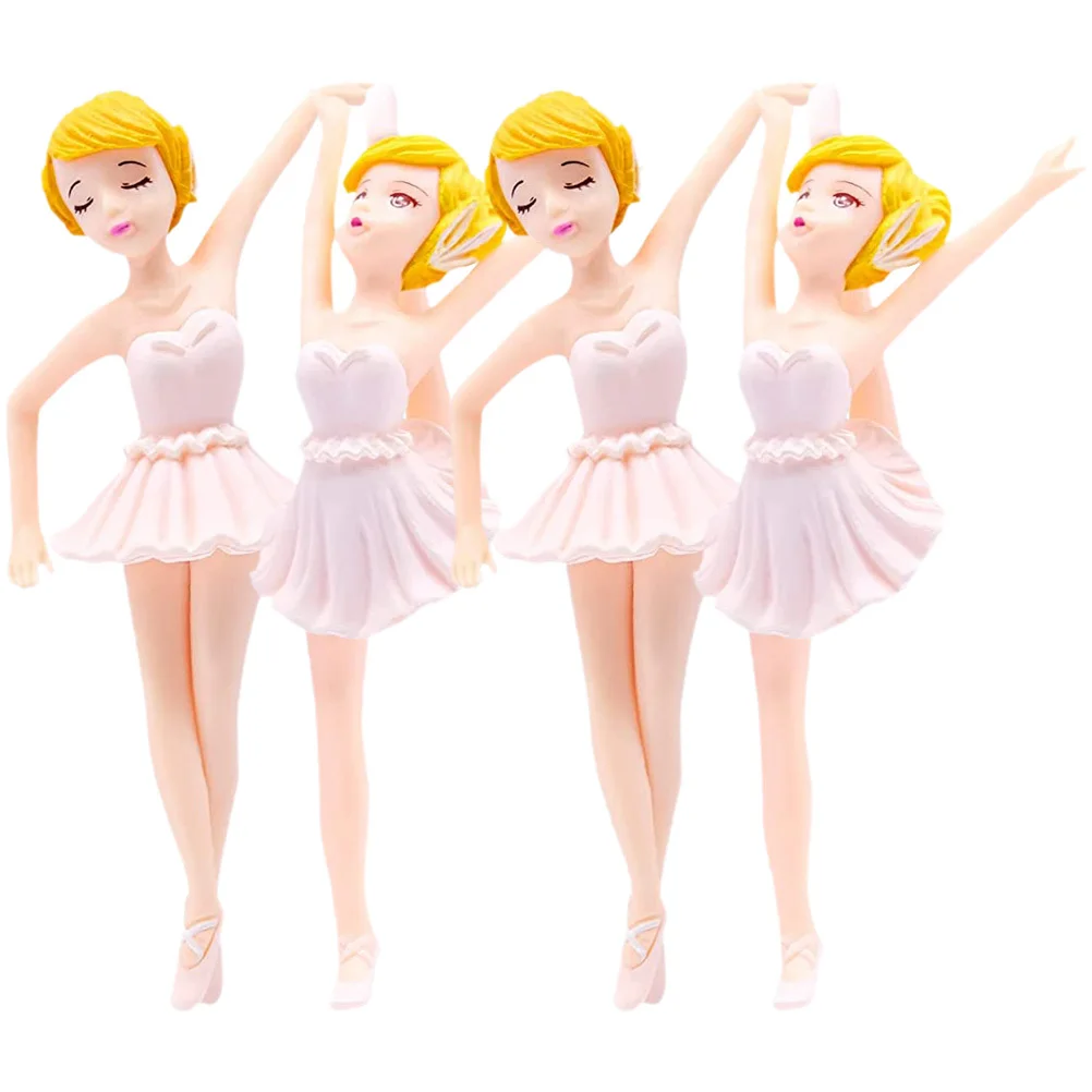 

4pcs Ballet Girl Cake Topper Dancing For Birthday Party Cupcake Dessert Muffin Decor Baking Decoration Home Car Desk Ornament