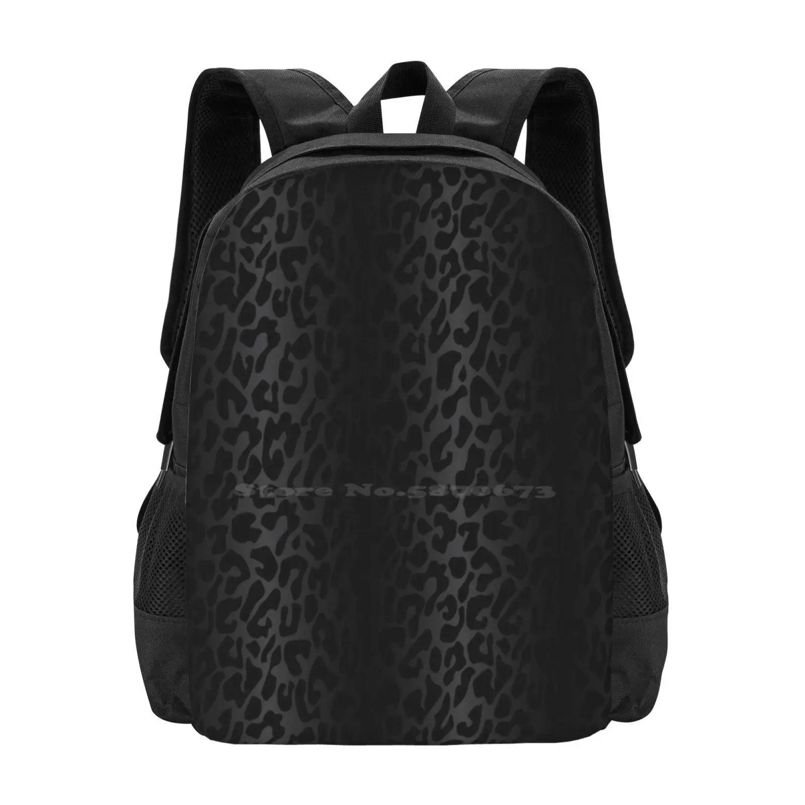 

Midnight Black Cheetah Leopard Print Ombre Fade Collection Teen College Student Backpack Pattern Design Bags Black Ombre