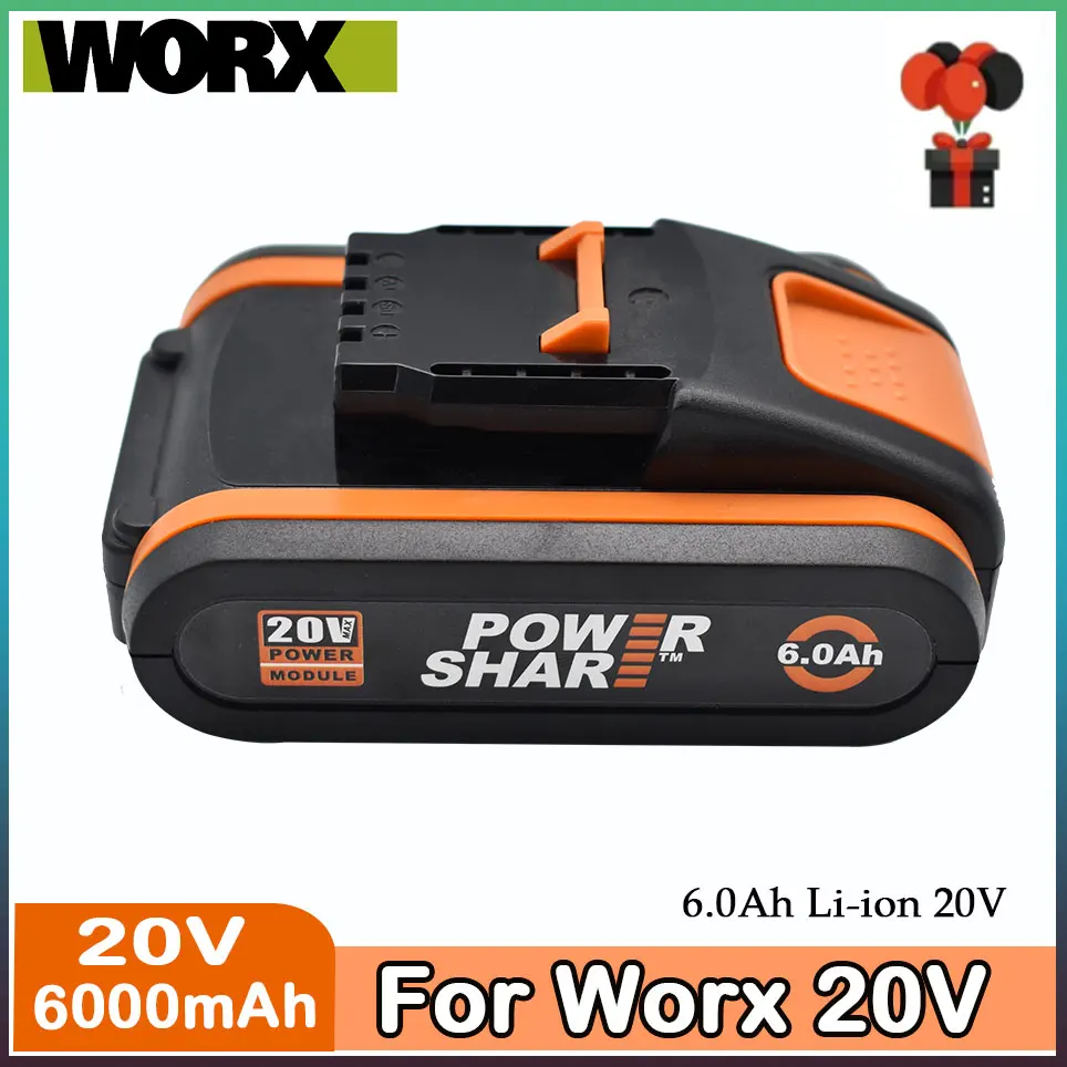 

WORX 20V Battery 6000mah Li-ion for Worx WX390/WX176/WX166.4/WX372.1 WX800/WX678/WX550/WX532/WG894E WG629E/WG329E/WG2