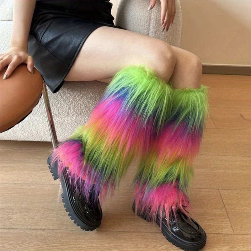 

Y2K Women Faux Fur Boot Covers Japanese JK Uniform Leg Warmers Korean Lolita Girls' Socks Girls Pile Up Socks Foot Warming Cover