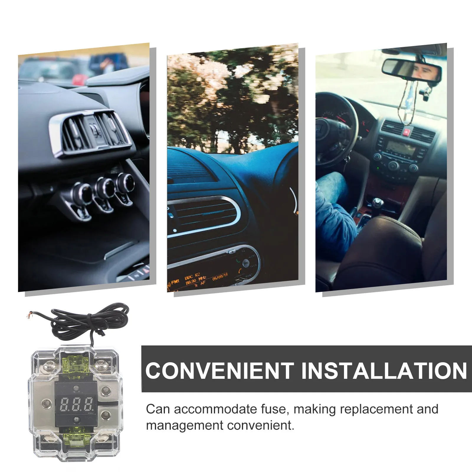 

Digital Display Audio Fuse Holder Car Amplifier Fuse Block Status Convenient Replacement Durable Safe Compatible