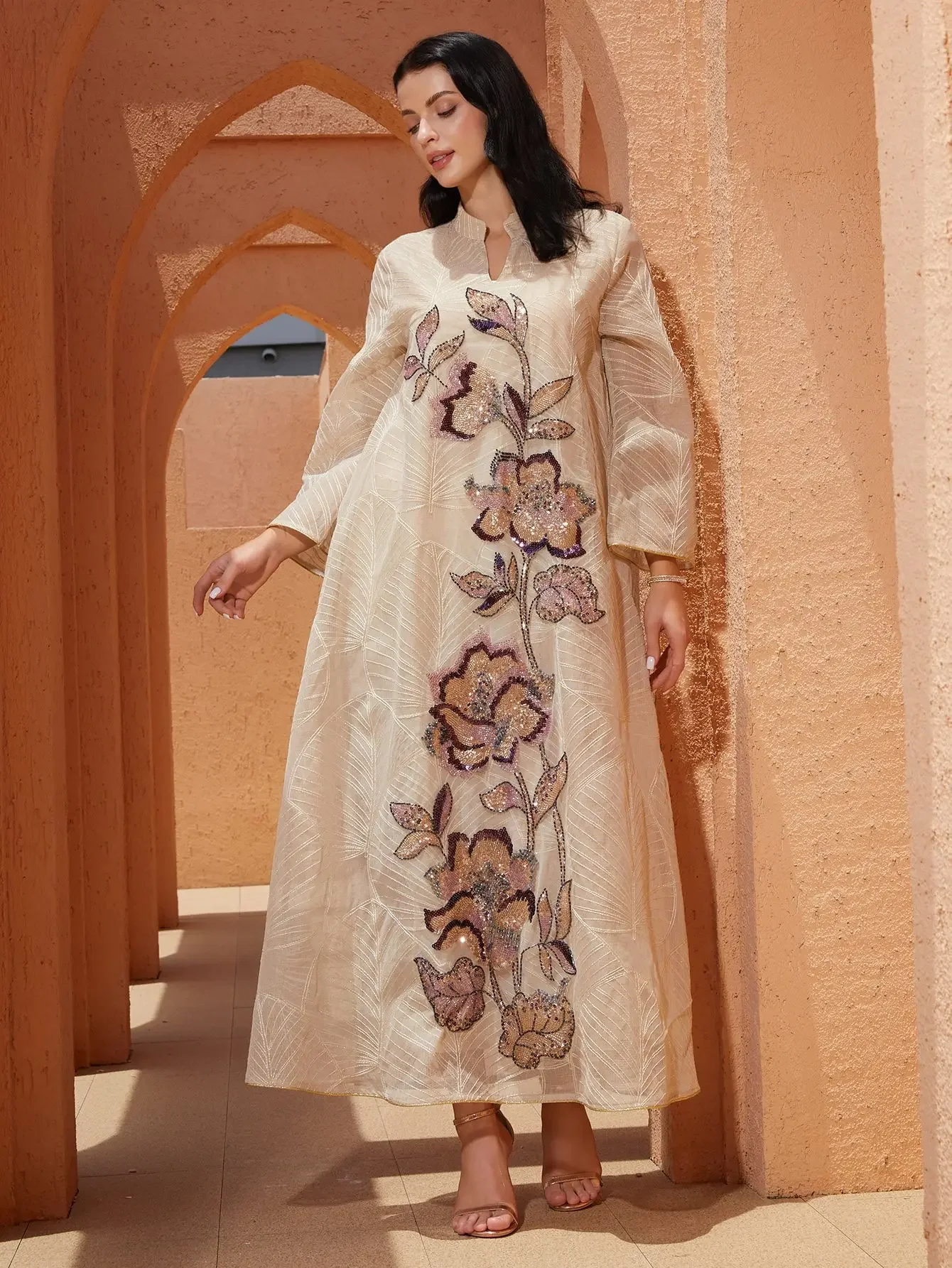 فستان العيد النسائي عباية أنيقة شبكية إسلامية رمضان جلابية مطرزة فساتين الحفلات دبي رداء طويل قفطان فيستدوس لارجوس 2026 #2