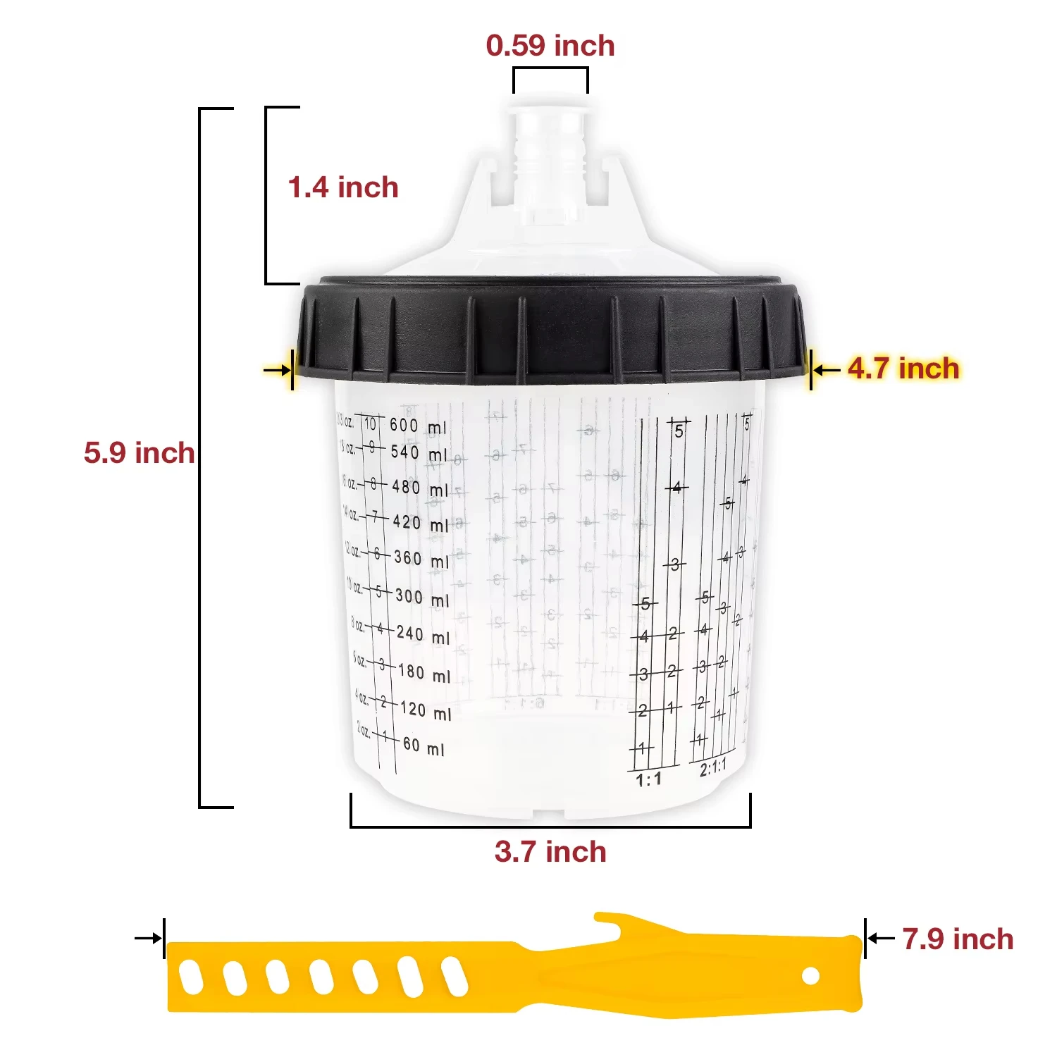10/25Pcs Disposable Paint Cups Paint Mixing Cups For Spray Guns Spray Gun Reservoirs 20.3 Oz/600 Ml With Spray Gun Cup Adapter