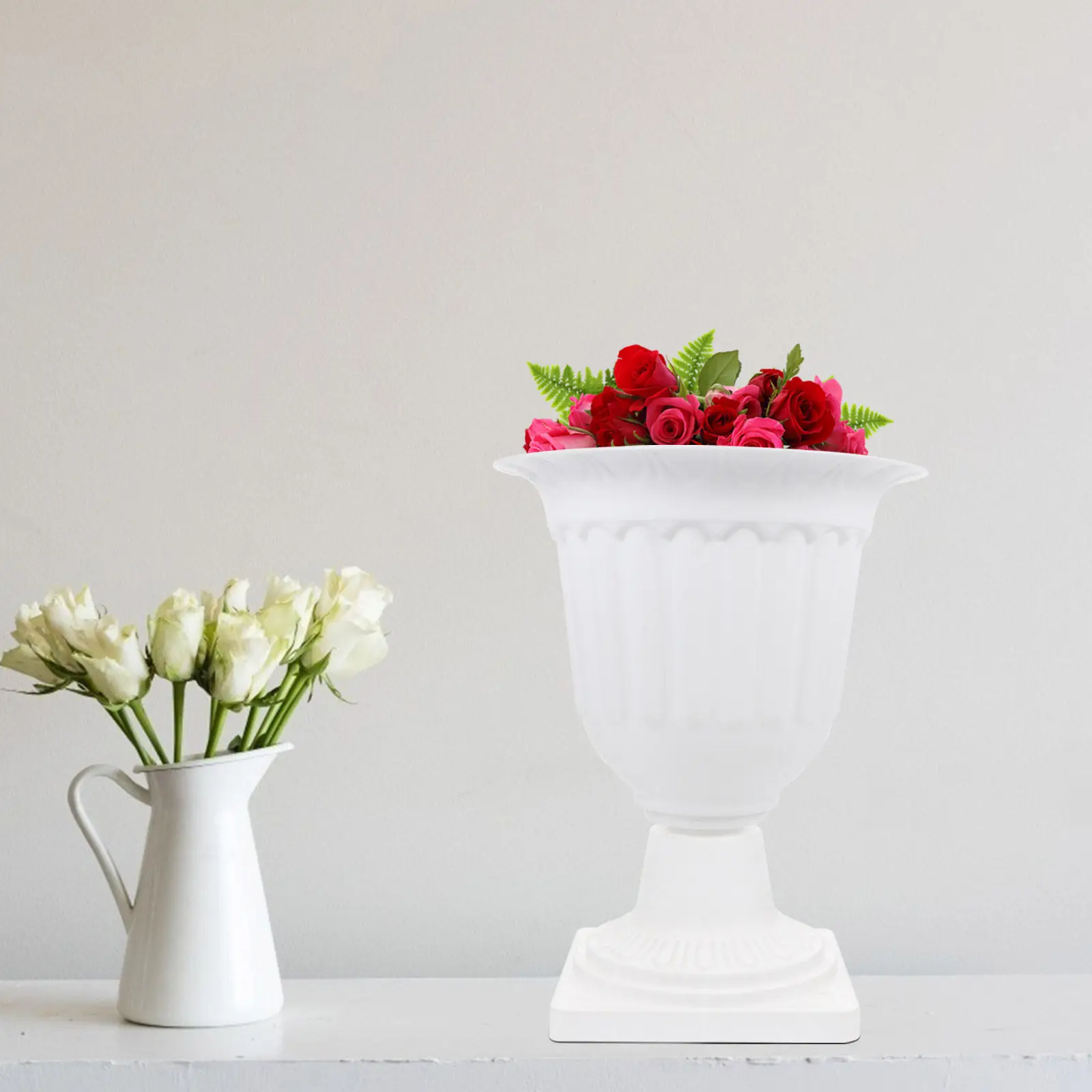 

2Pcs Vintage Roman Pillar Plastic Flowerpot Decorative Garden Plant Pot for Balcony Indoor Outdoor Home Furnishing Plant