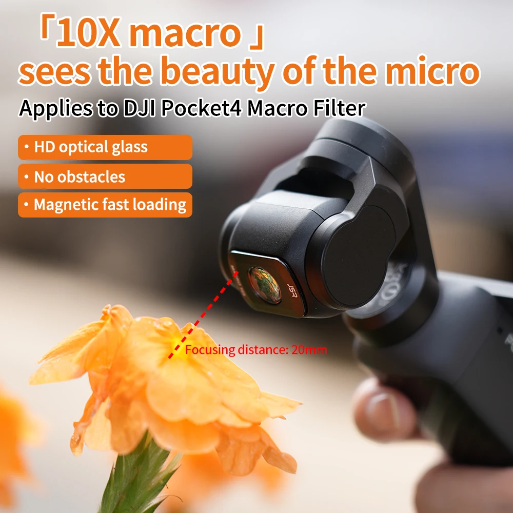 Подходит для DJI Pocket4: фильтр, 10-кратный макрообъектив, увеличительная линза, аксессуары для микросъемки.