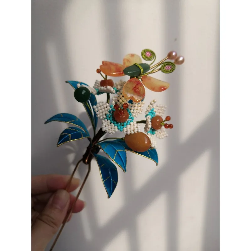Imitation of the Forbidden City, beads, butterflies, daffodils, Hanfu cheongsam accessories, wrapped flowers