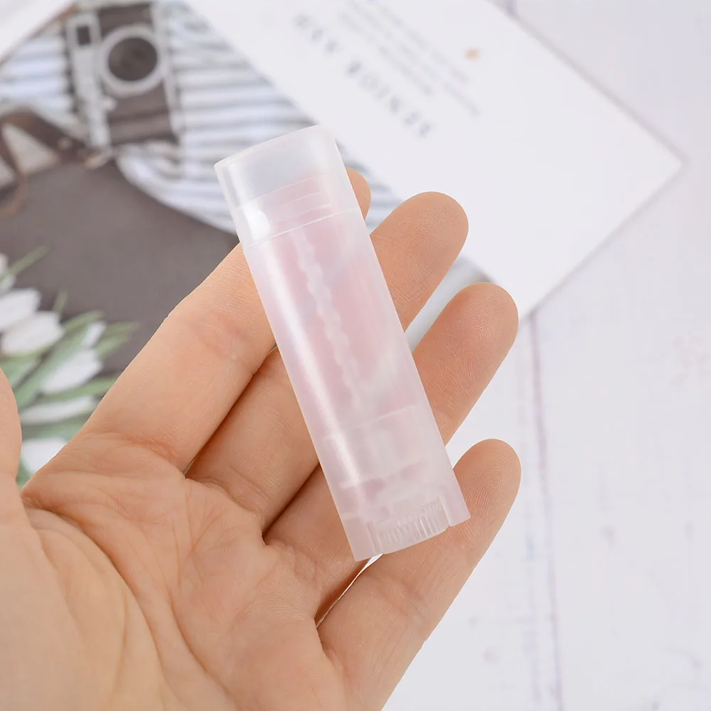 100pcs/Lot Empty Plastic Lipstick Containers 5ml Clear Lip Balm Cosmetic Oval Twist Makeup Container Bottle Deodorant Tube